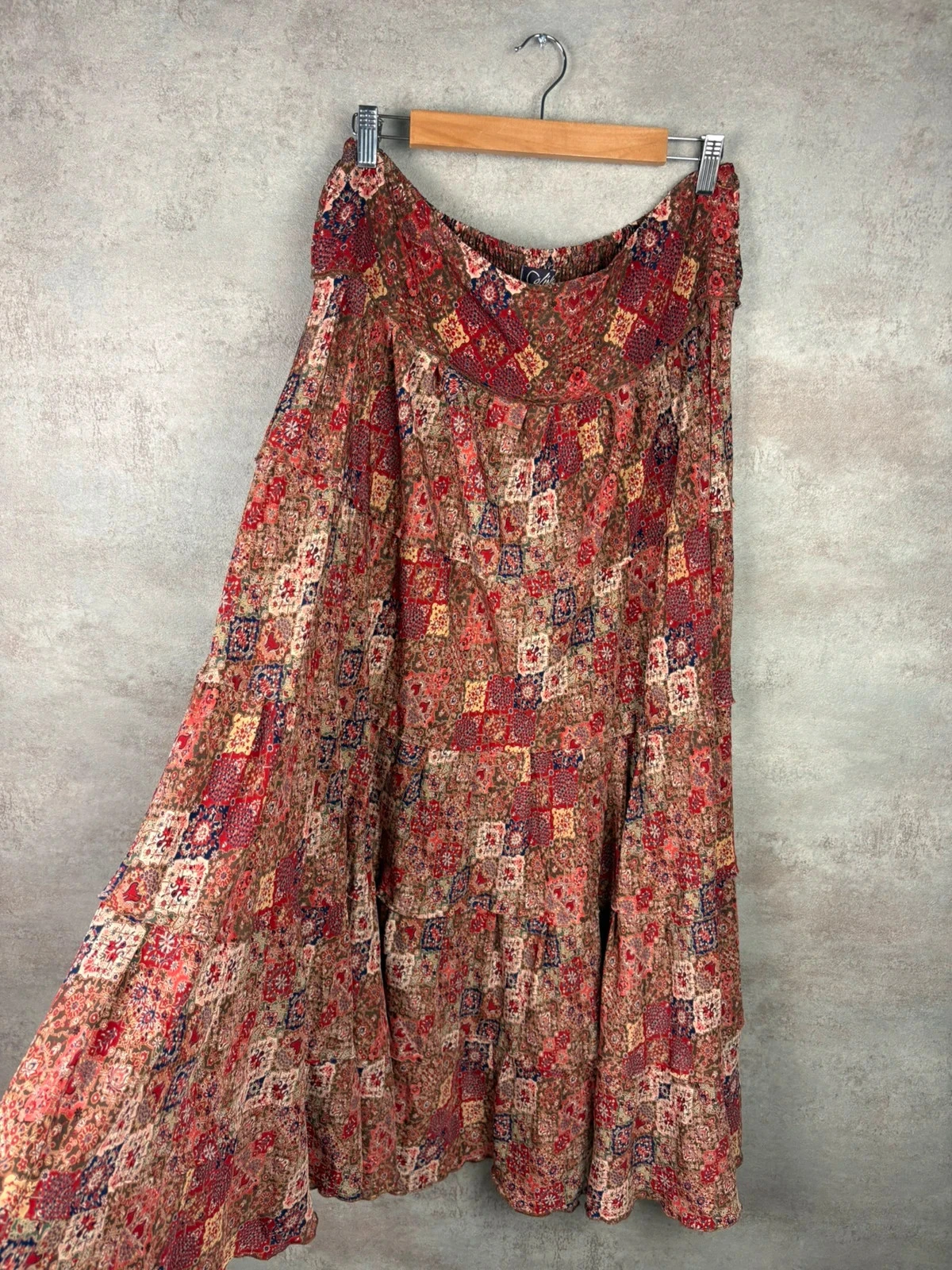 🌸 Jupe longue à motif Vintage Taille 48 🌸